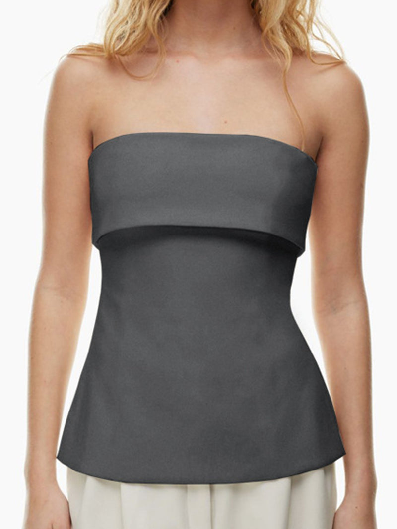 Solid Peplum Tube Top