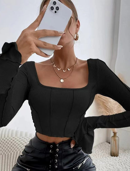 Bell Sleeve Square Neck Top