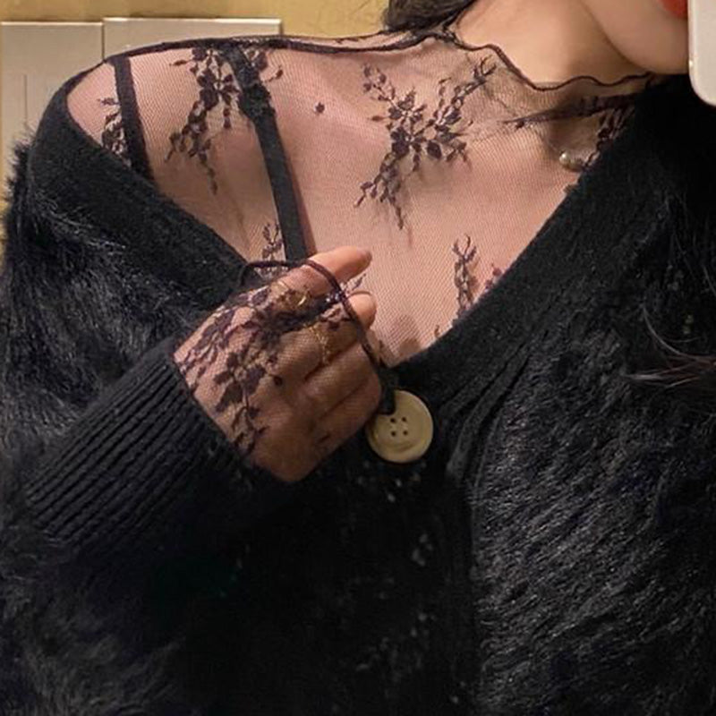 Sheer Lace Long Sleeve Top