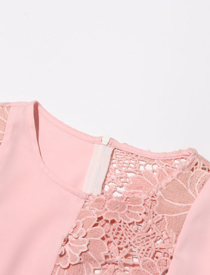 Lace-Trimmed Flowing Gown