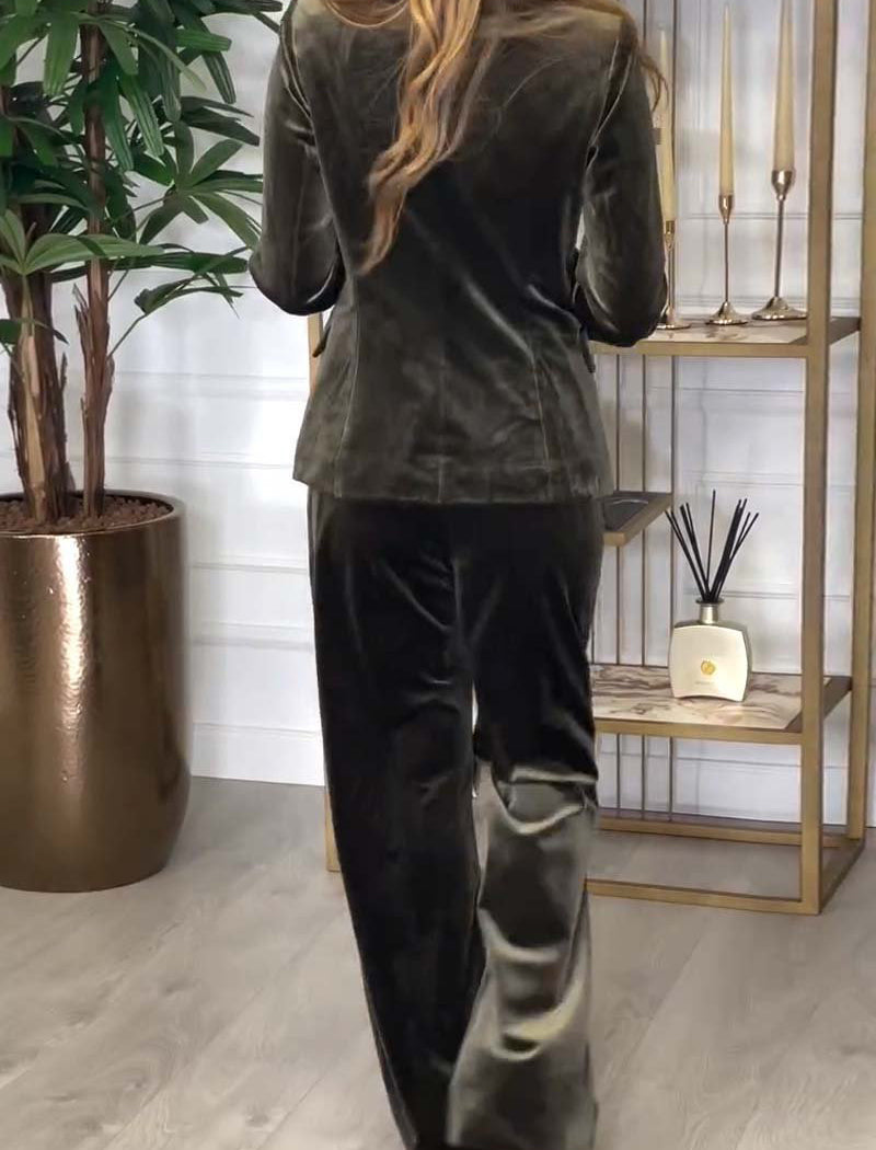 Double-Breasted Velvet Two-Piece Set