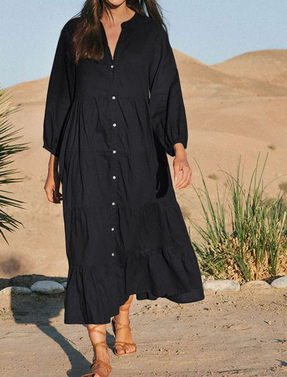 Button-Down Tiered Maxi Dress