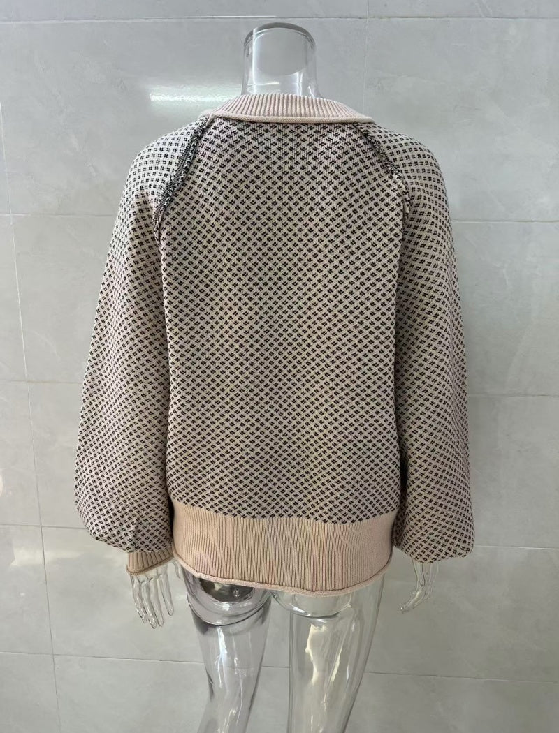 Long Sleeve Pullover Jacquard Round Neck Sweater