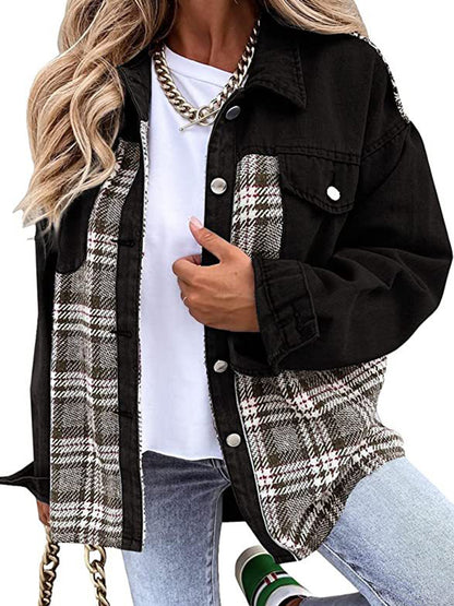 Denim Plaid Patchwork Jacket