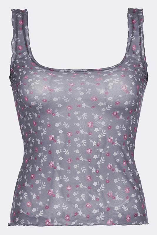 Floral Mesh Tank Top