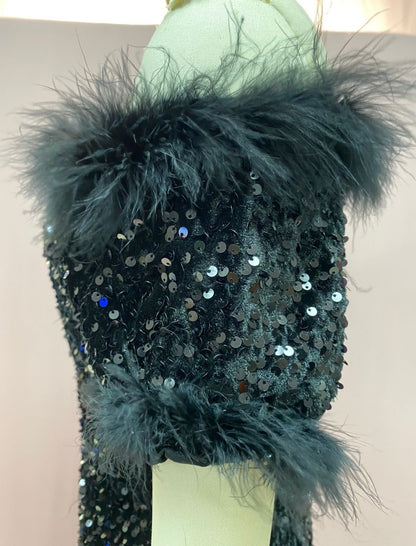 Sequin Feather Embellished Jumpsuit