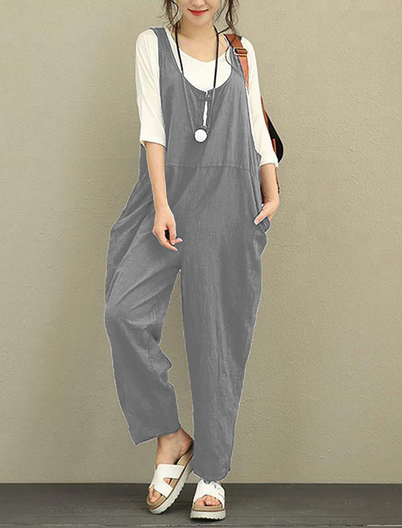 Loose-Fit Sleeveless Overalls