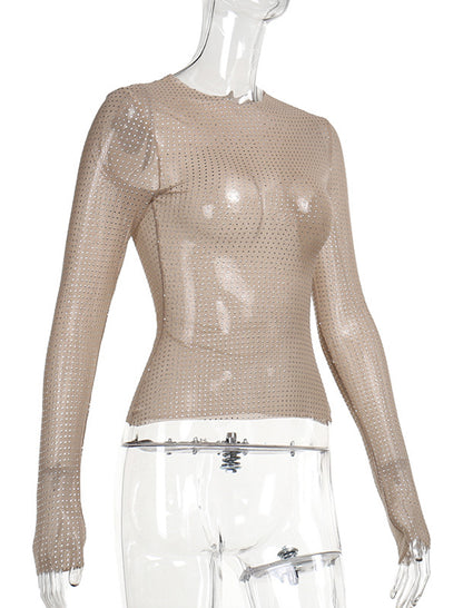 Sparkling Sheer Rhinestone Mesh Top