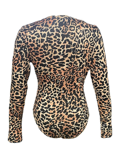 Long-Sleeve Leopard Print Bodysuit