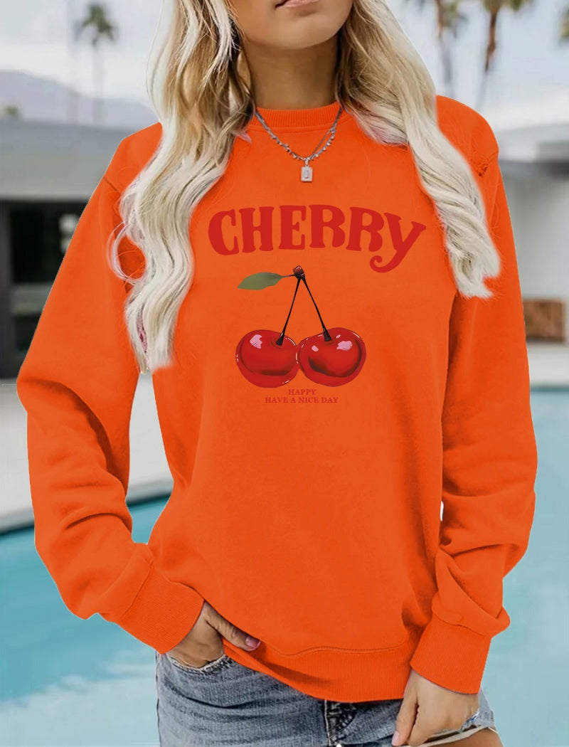 Cherry Print Crewneck Pullover