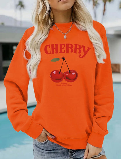 Cherry Print Crewneck Pullover