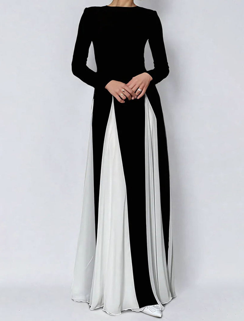 Long-Sleeve Colorblock Maxi Dress