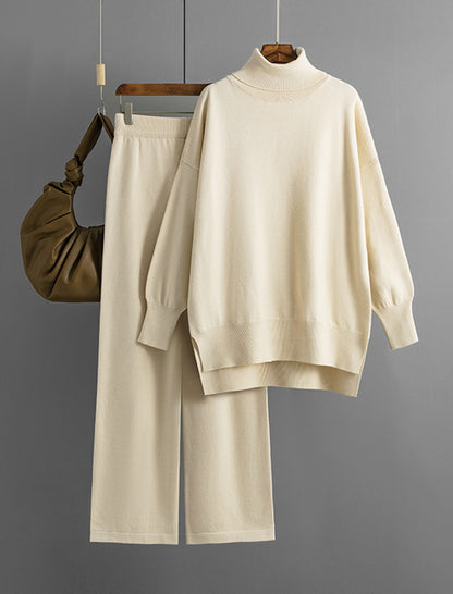 Oversized Turtleneck Sweater and Wide-Leg Pants Set