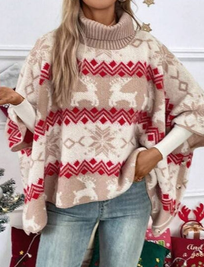 Reindeer Print Oversized Sweater