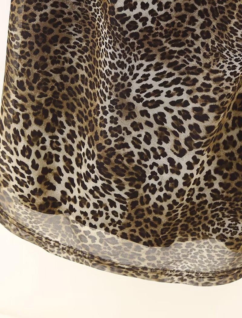 Long-Sleeve Leopard Print Bodycon Dress