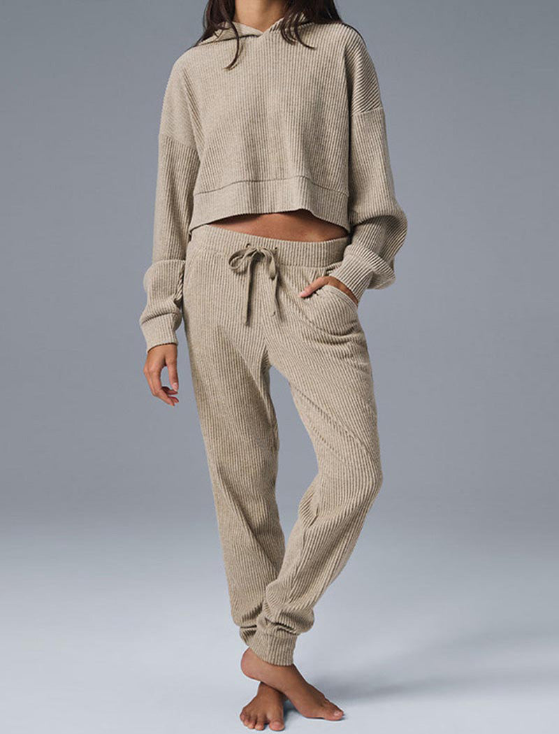 Cropped Ribbed Top and Jogger Set