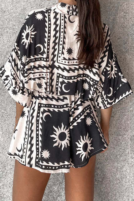 Boho Print Self-Tie Romper