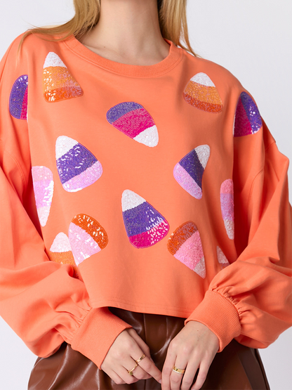 Candy Corn Graphic Cropped Top