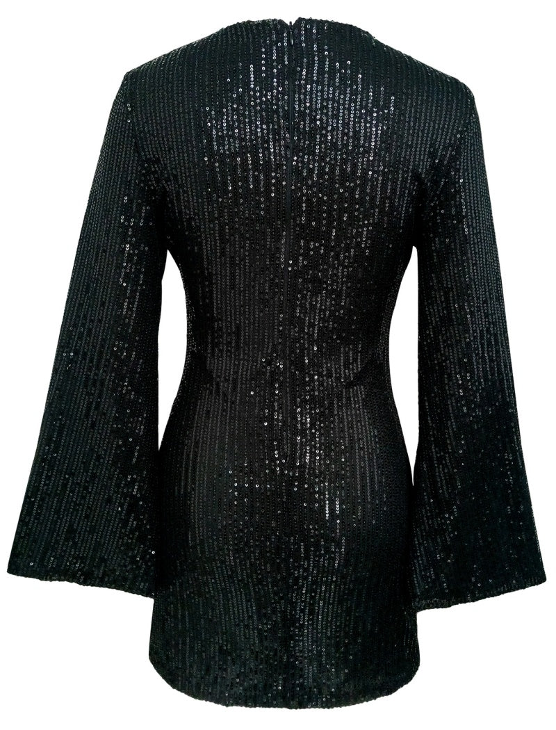 Sequin Bell Sleeve Mini Dress