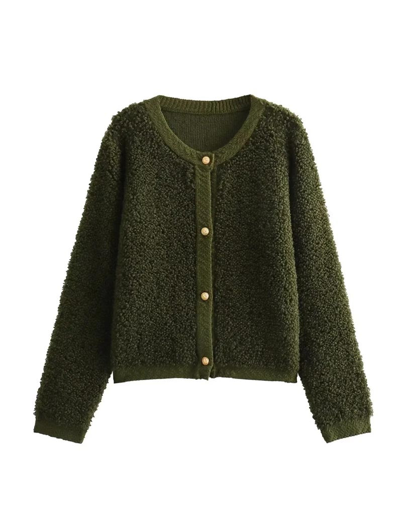 Fleece Buttoned Cardigan