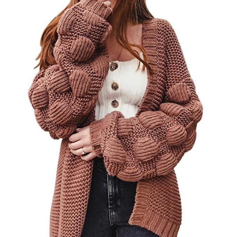 Bubble Sleeve Chunky Cardigan