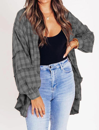 Plaid Oversized Button-Up Shirt