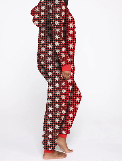 Festive Printed Hooded Jumpsuits