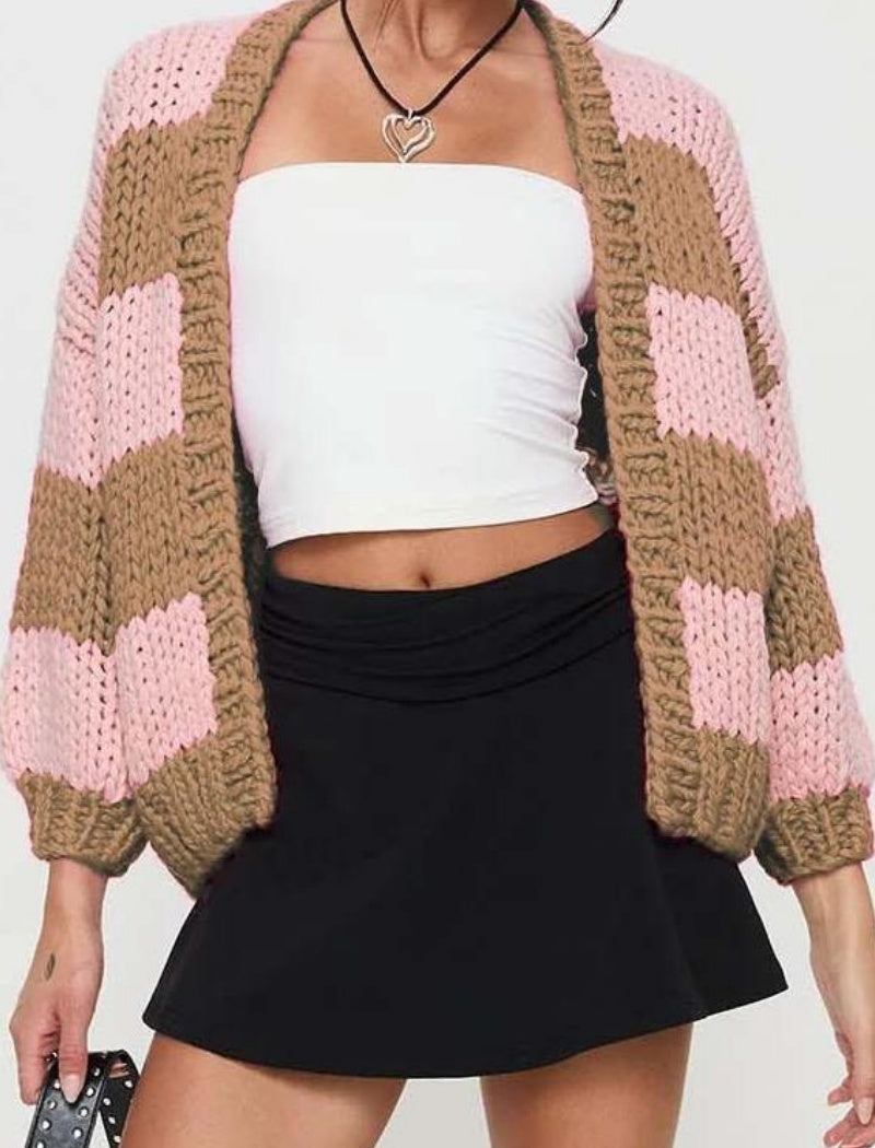 Open-Front Chunky Knit Cardigan