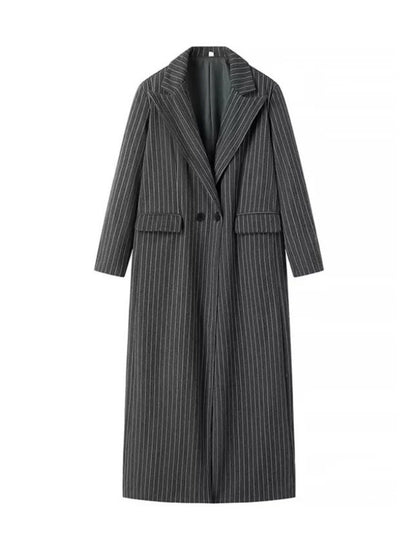 Stripe Print Lapel Coat