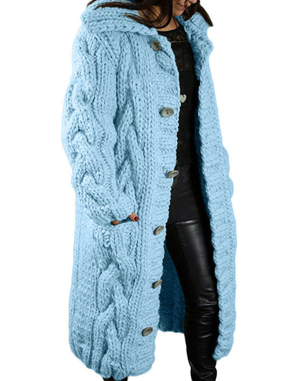 Cable Knit Hooded Longline Cardigan