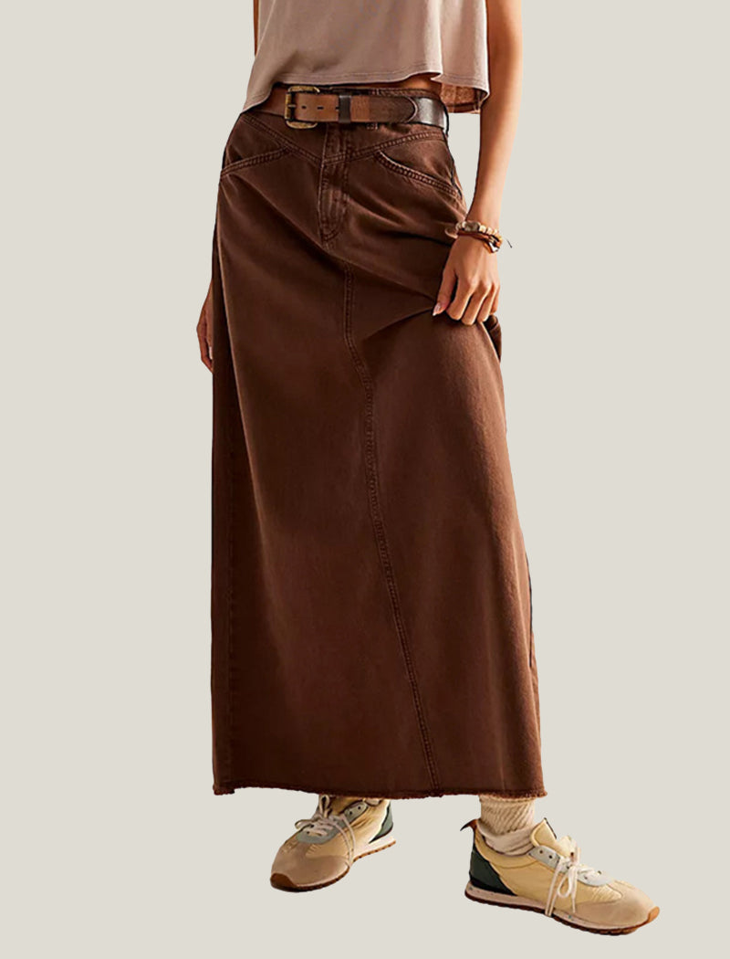 Maxi Denim Skirt with Relaxed Fit