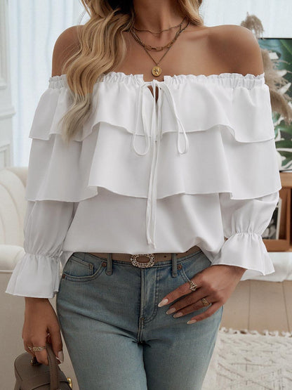 Off-the-Shoulder Ruffle Layered Top