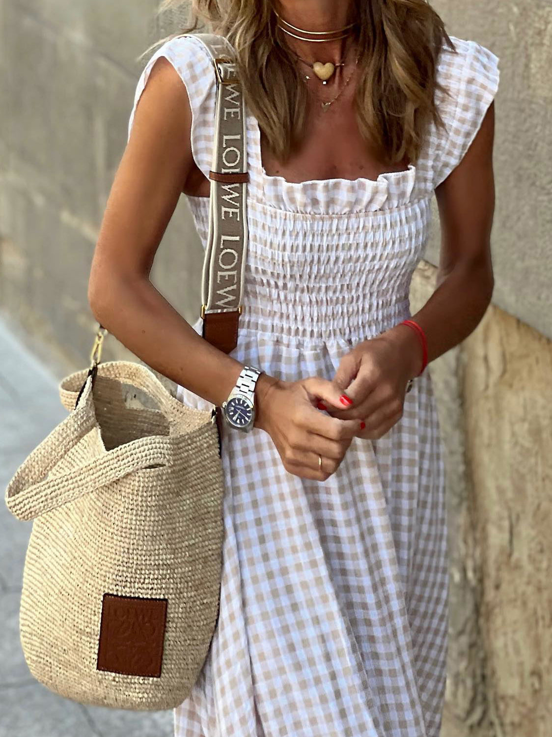 Gingham Smocked Maxi Dress