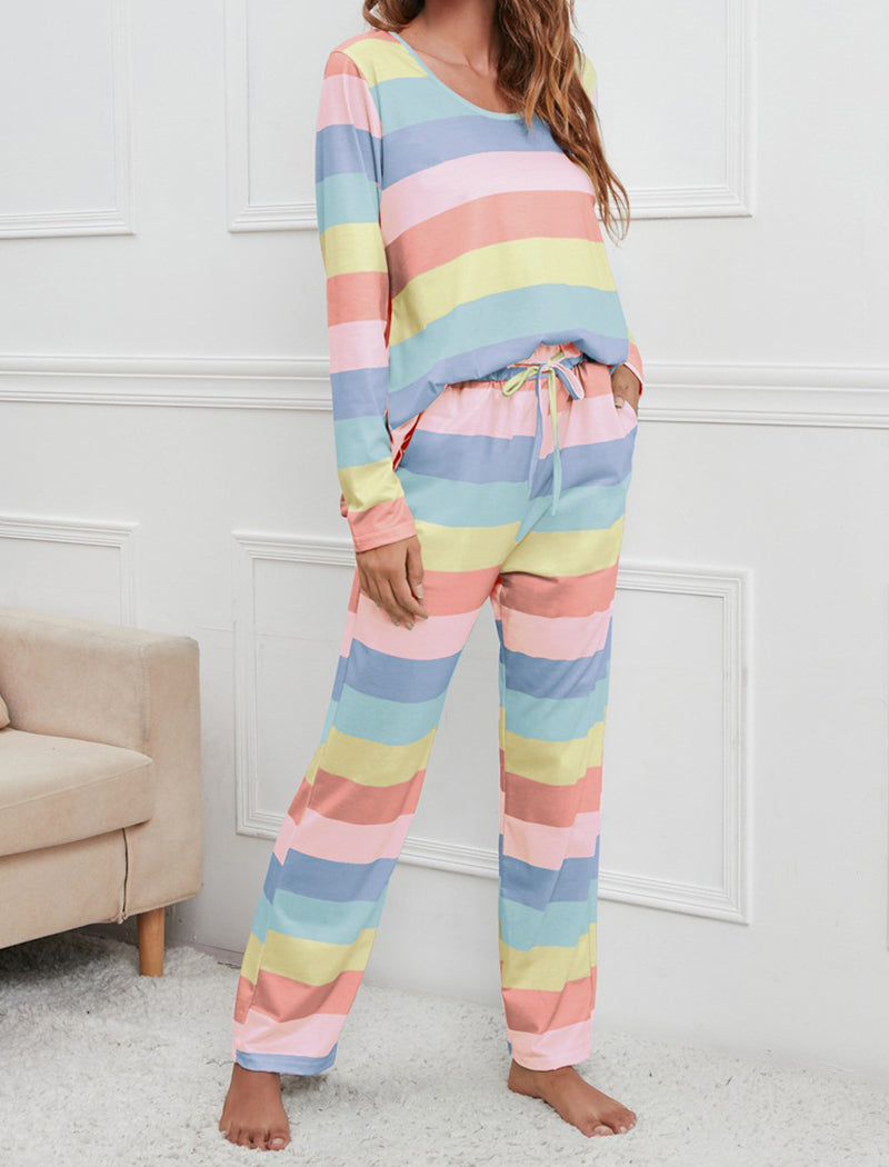 Printed Striped Loungewear Set