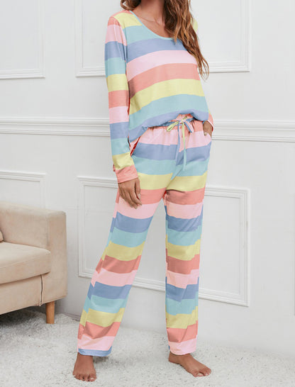 Printed Striped Loungewear Set