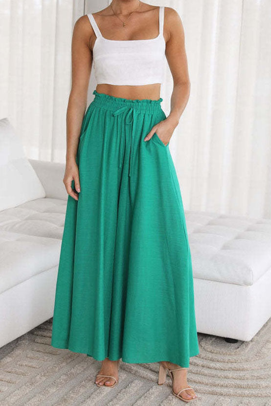 Wide-Leg Drawstring Pants