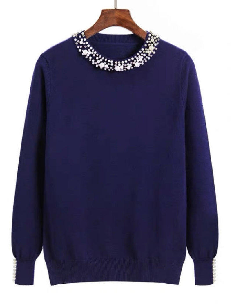 Embellished Crew Neck Top