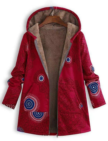 Graphic Hooded Zip-Up Coat