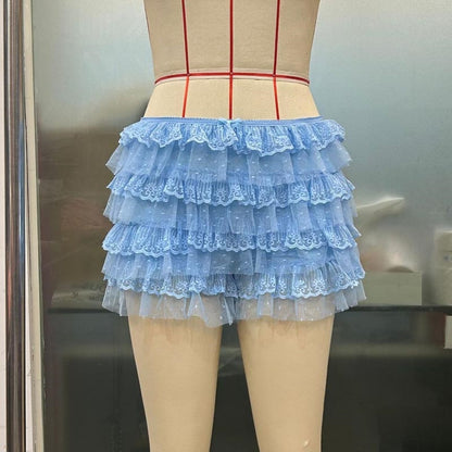 Layered Ruffle Lace Shorts