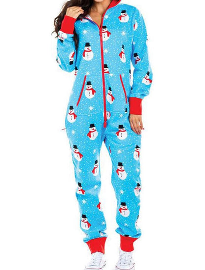 Snowman Print Hooded Onesie