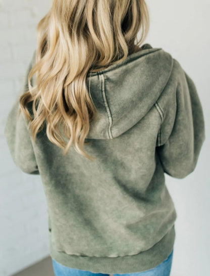 Half-Zip Casual Hoodie with Kangaroo Pocket