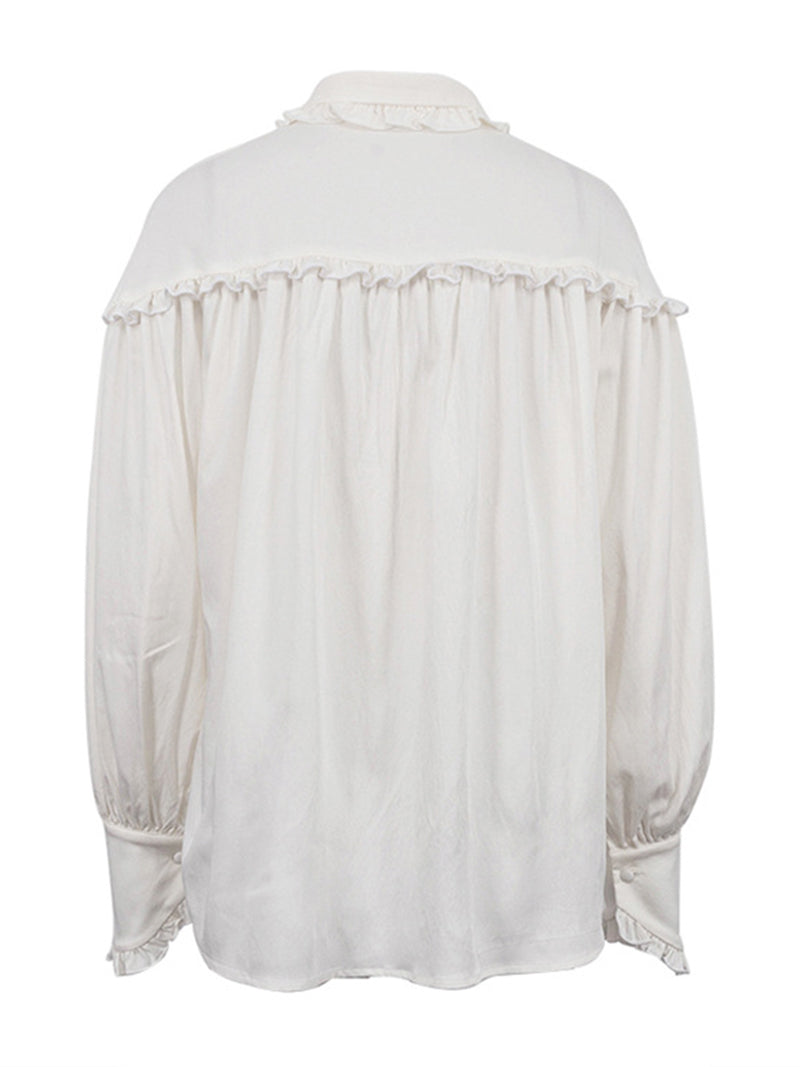 Ruffled Trim Button-Front Shirt