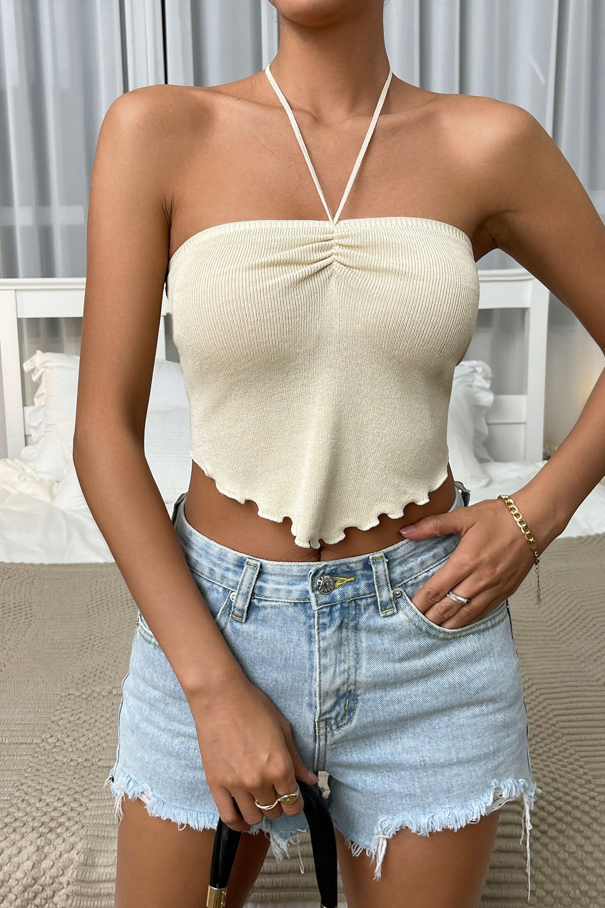 Solid Knit Crop Tube Top