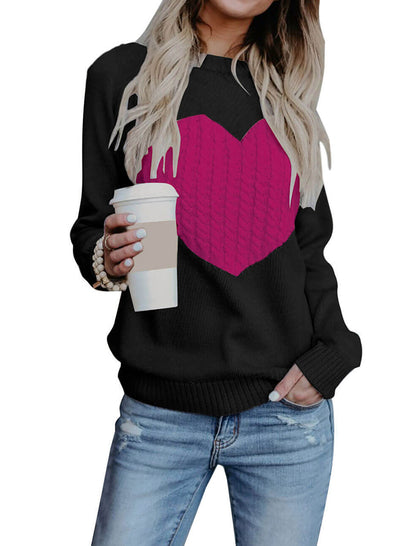 Knit Sweater with Heart Pattern