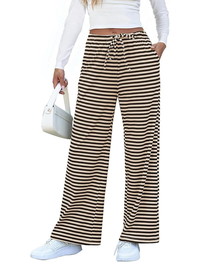 Casual Stripe Tie Bell Pants