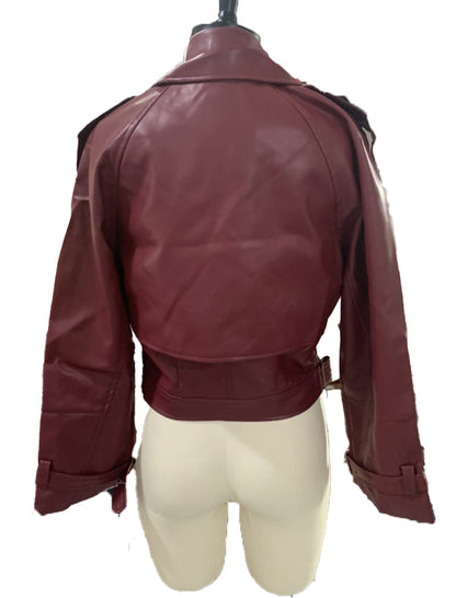 Belted Faux Leather Jacket