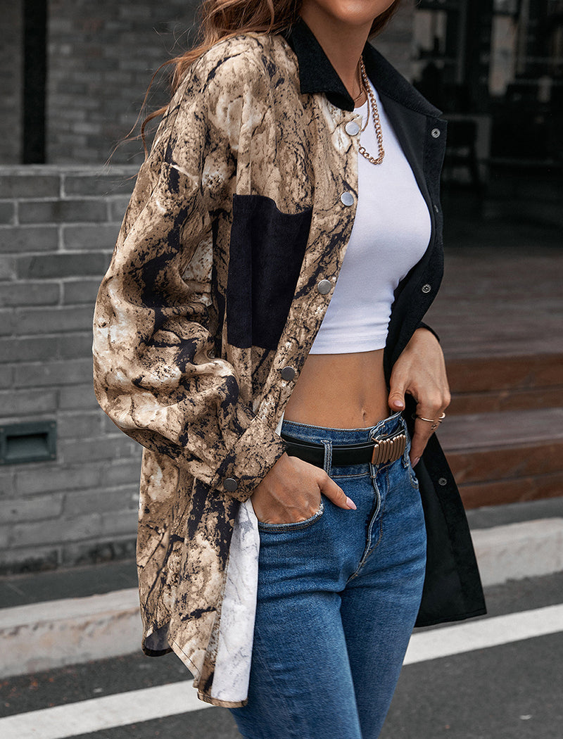 Two-Tone Button-Up Long Shirt