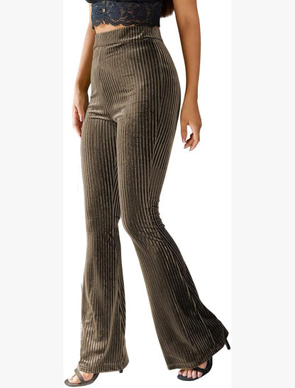 Velvet High-Waist Flared Pants