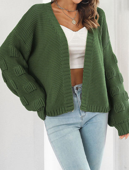 Oversized Open-Front Knit Cardigan