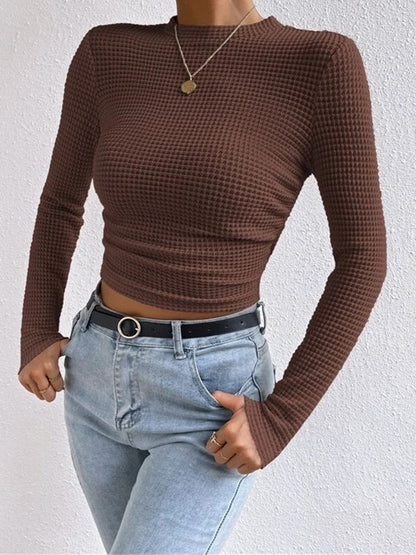 Ruched Cropped Long Sleeve Top